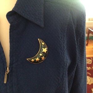 Bundle 2 for $10 Blue and Gold Tone Moon and Stars Brooch Pin